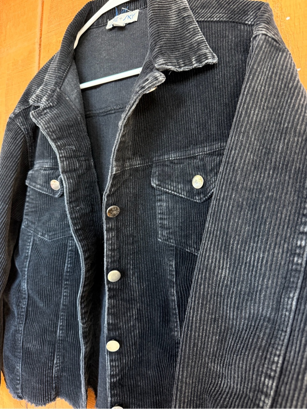 She + Sky Charcoal Black Corduroy Button Jacket